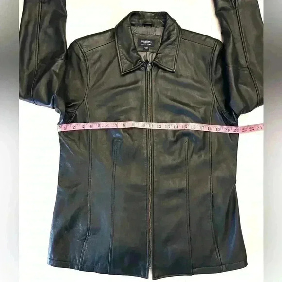 Sonoma Women's Vintage Black Lambskin Leather Jacket Size Large - Picture 5 of 10